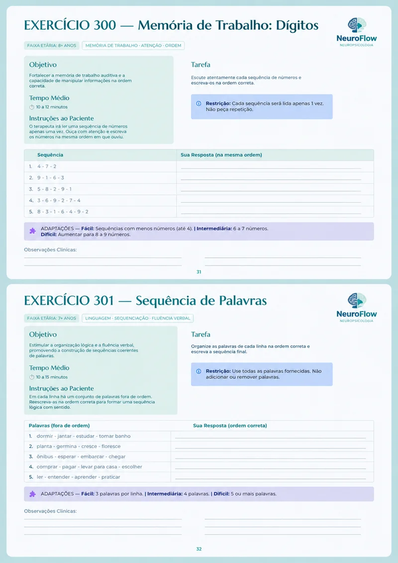 Exemplo de exercício de neuropsicologia 7